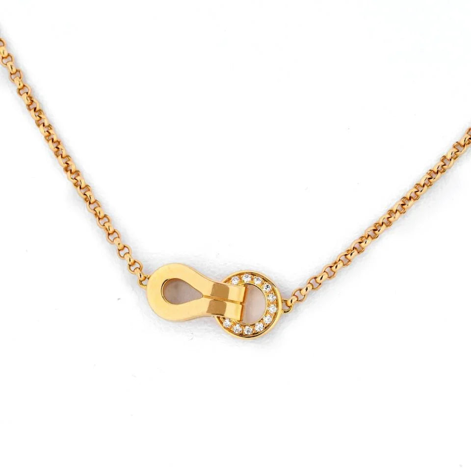 Cartier 18K Rose Gold Agrafe Diamond Necklace - The Back Vault