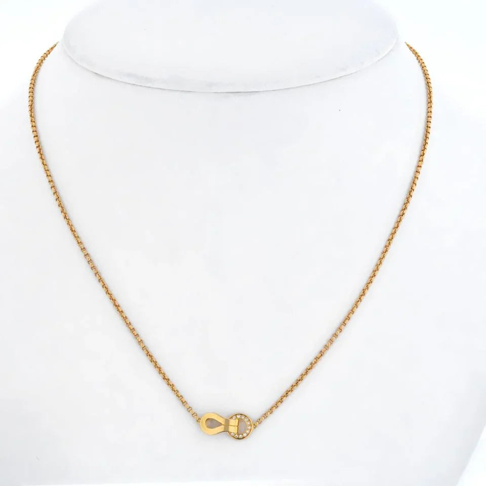 Cartier 18K Rose Gold Agrafe Diamond Necklace - The Back Vault