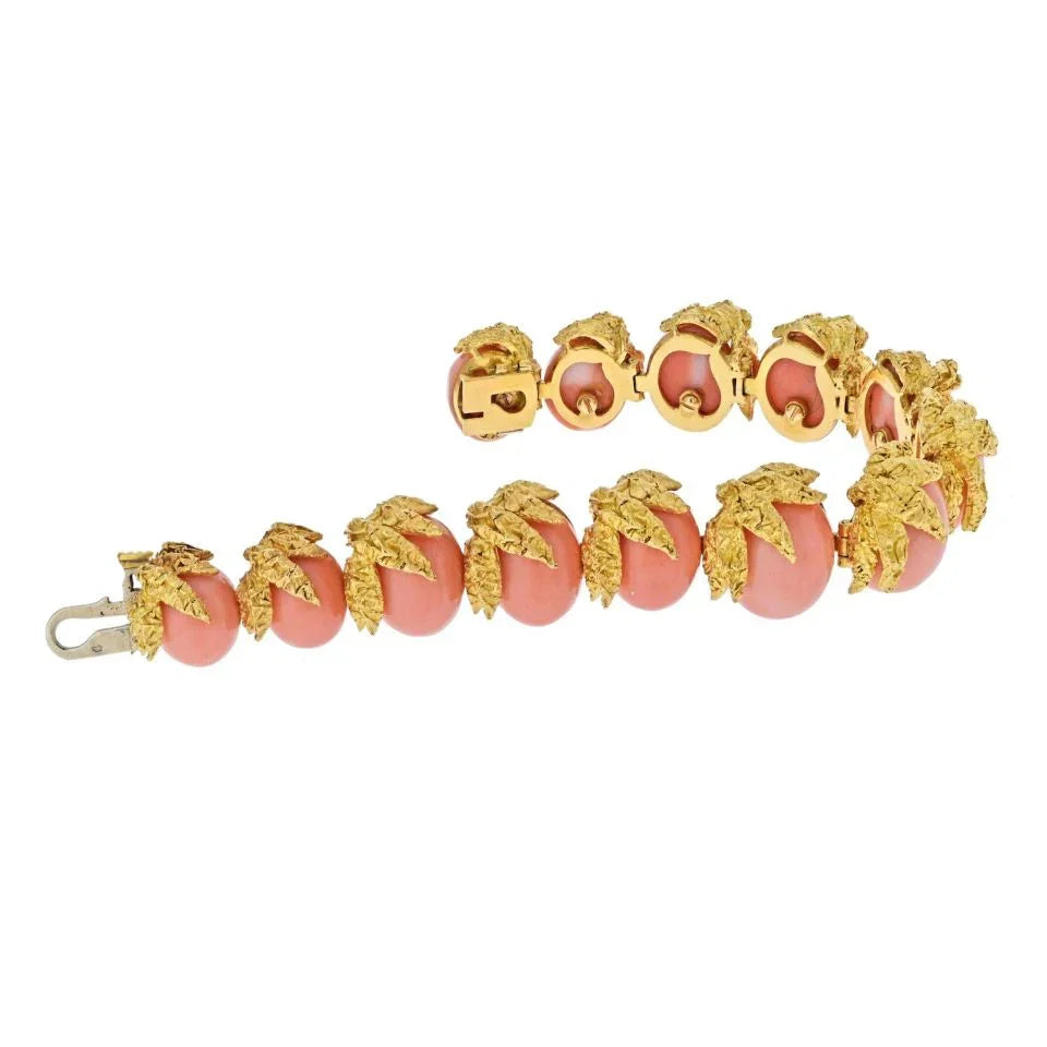 Fred Of Paris 18K Yellow Gold Coral One Line Bracelet - The Back Vault