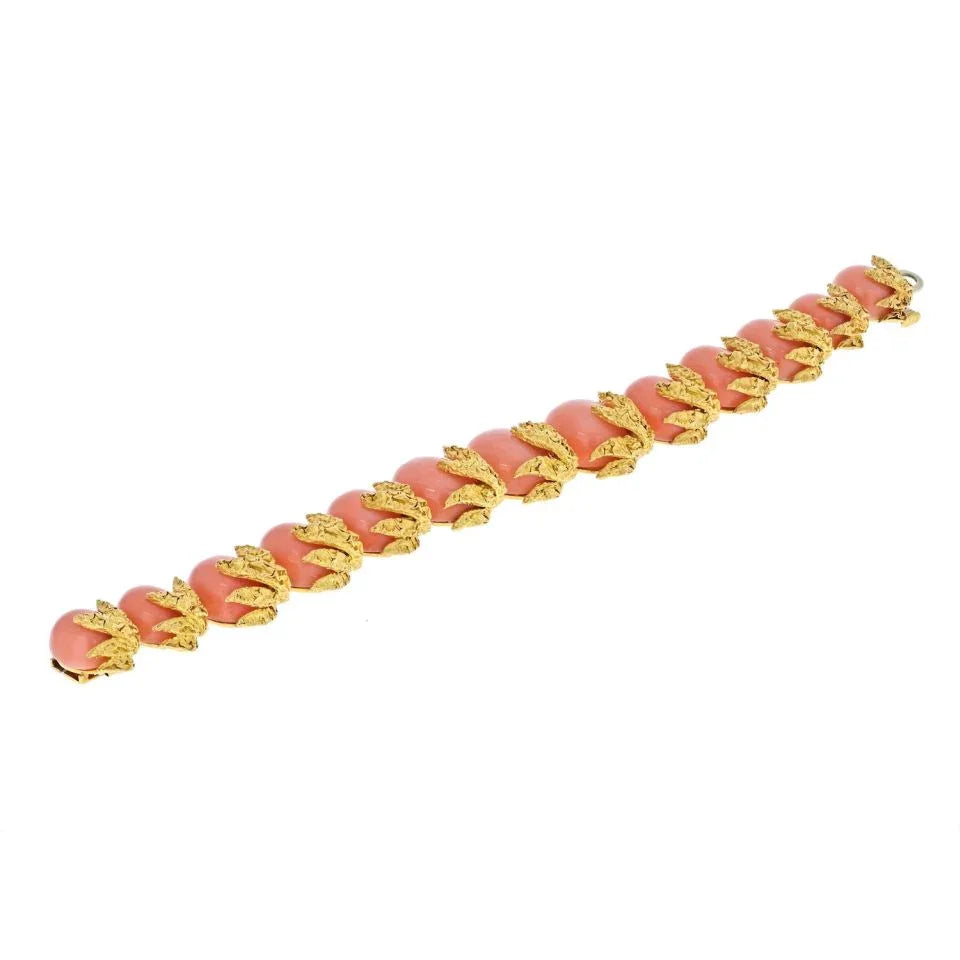 Fred Of Paris 18K Yellow Gold Coral One Line Bracelet - The Back Vault