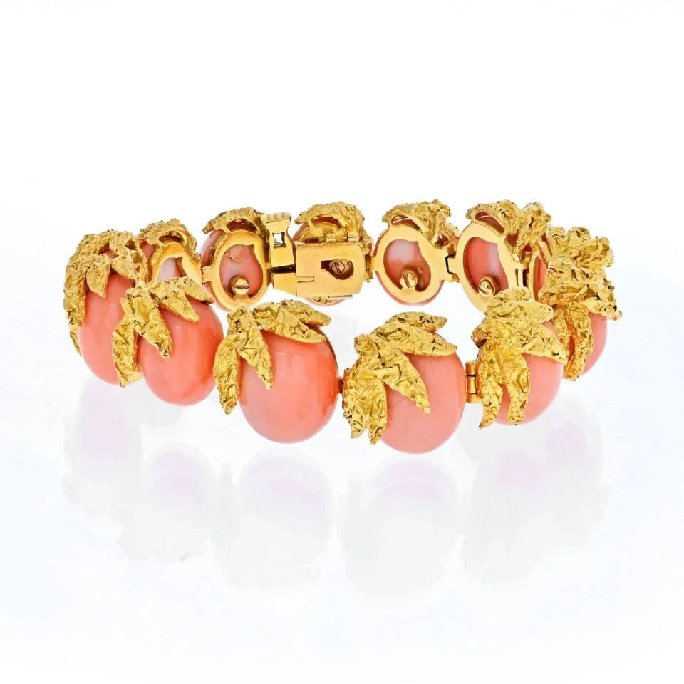 Fred Of Paris 18K Yellow Gold Coral One Line Bracelet - The Back Vault