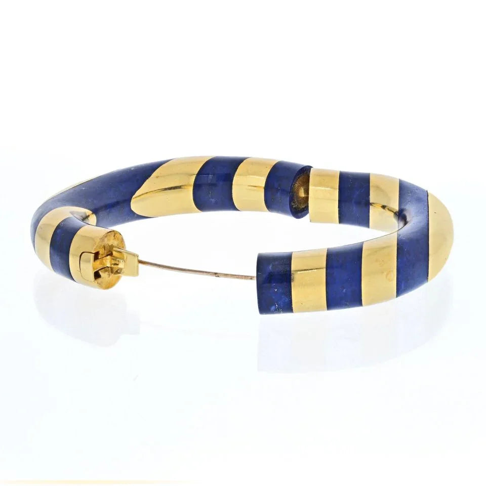 Tiffany & Co. 18K Yellow Gold Blue Lapis Inlay Cummings Bracelet - The Back Vault