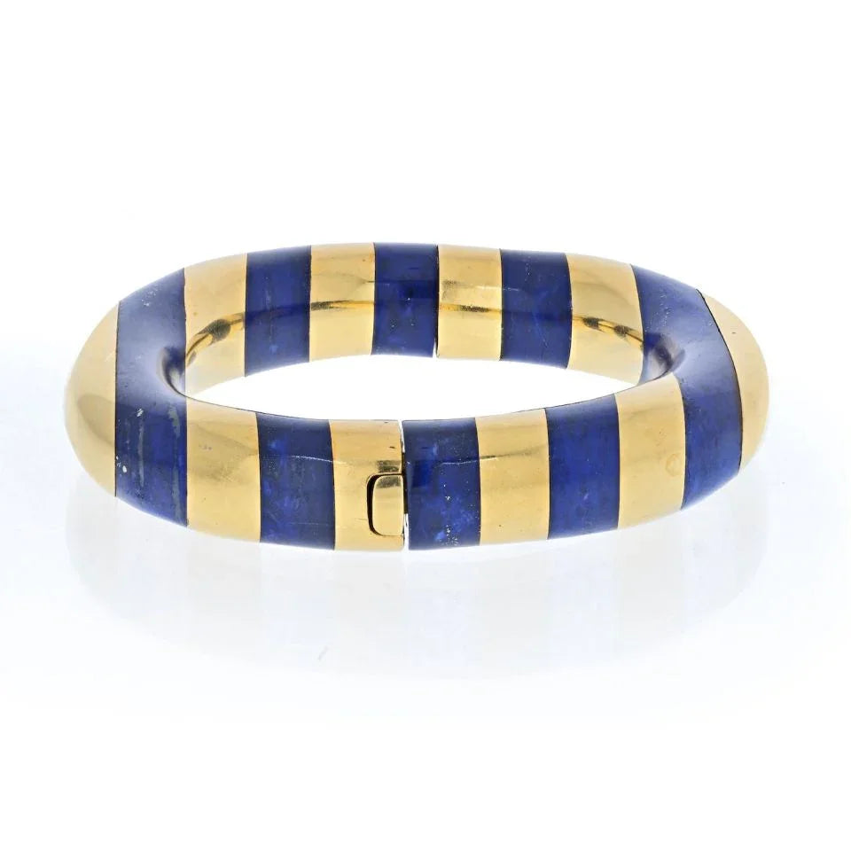 Tiffany & Co. 18K Yellow Gold Blue Lapis Inlay Cummings Bracelet - The Back Vault