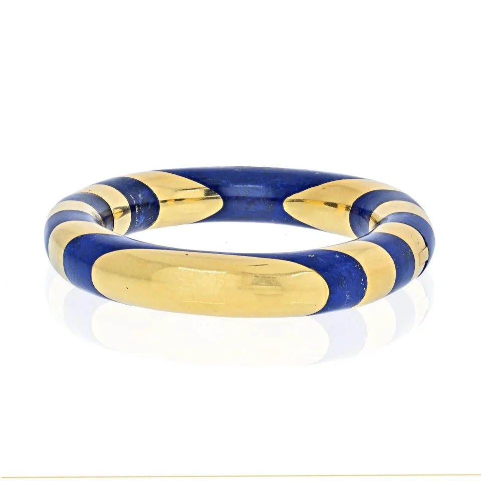 Tiffany & Co. 18K Yellow Gold Blue Lapis Inlay Cummings Bracelet - The Back Vault