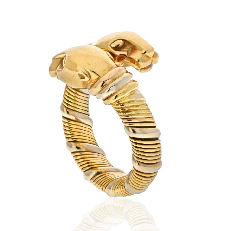 Cartier 18K Yellow Gold Double Headed Cougar SZ51 Ring - The Back Vault