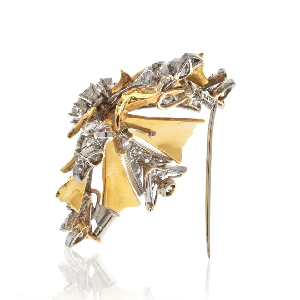 David Webb Platinum & 18K Yellow Gold Snowflake Syle Diamond Heraldic Brooch - The Back Vault