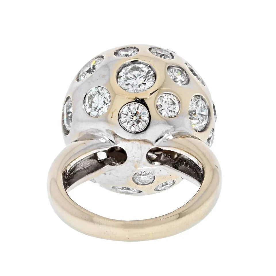 18K Yellow Gold High Polish Modern Diamond Set Gold Ball Ring - The Back Vault