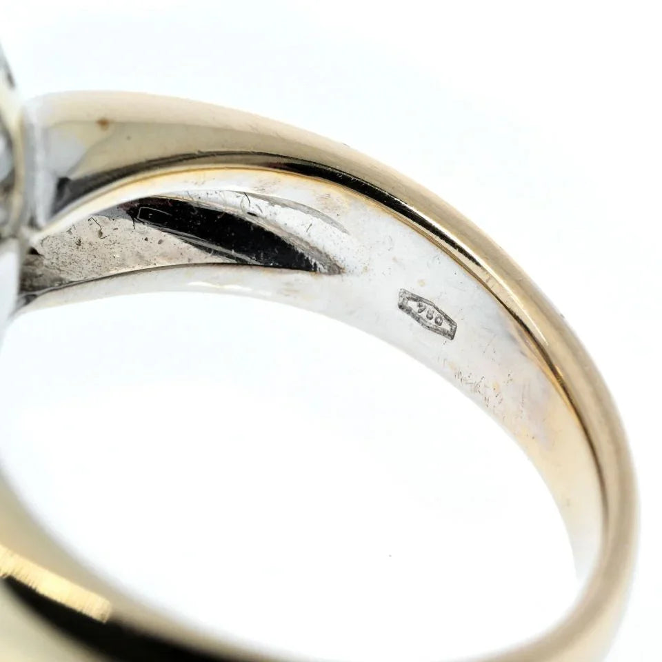 18K Yellow Gold High Polish Modern Diamond Set Gold Ball Ring - The Back Vault