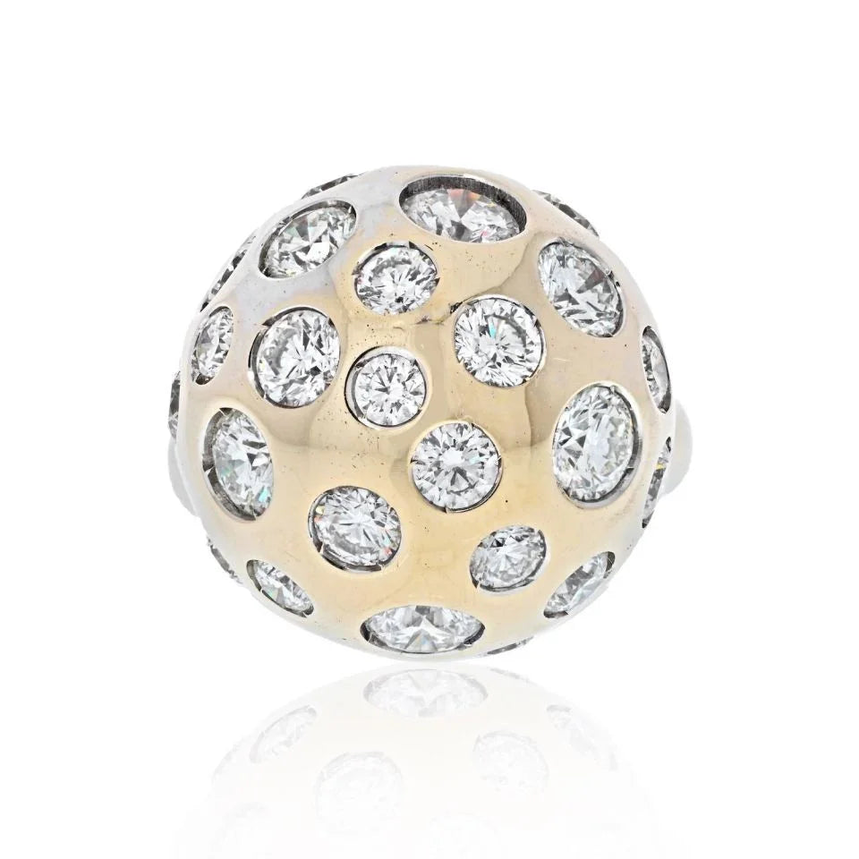18K Yellow Gold High Polish Modern Diamond Set Gold Ball Ring - The Back Vault