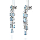 Platinum Oval Cut Chandelier Aquamarine And Diamond Earrings - The Back Vault