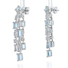 Platinum Oval Cut Chandelier Aquamarine And Diamond Earrings - The Back Vault