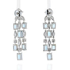 Platinum Oval Cut Chandelier Aquamarine And Diamond Earrings - The Back Vault