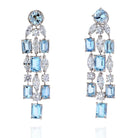 Platinum Oval Cut Chandelier Aquamarine And Diamond Earrings - The Back Vault