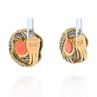 18K Yellow Gold Coral And Diamond Swirl Bombe Earrings - The Back Vault
