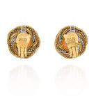 18K Yellow Gold Coral And Diamond Swirl Bombe Earrings - The Back Vault
