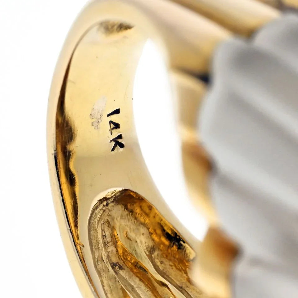 David Webb Rock Crystal 18K Yellow Gold Diamond Fluted Rock Crystal Ring - The Back Vault