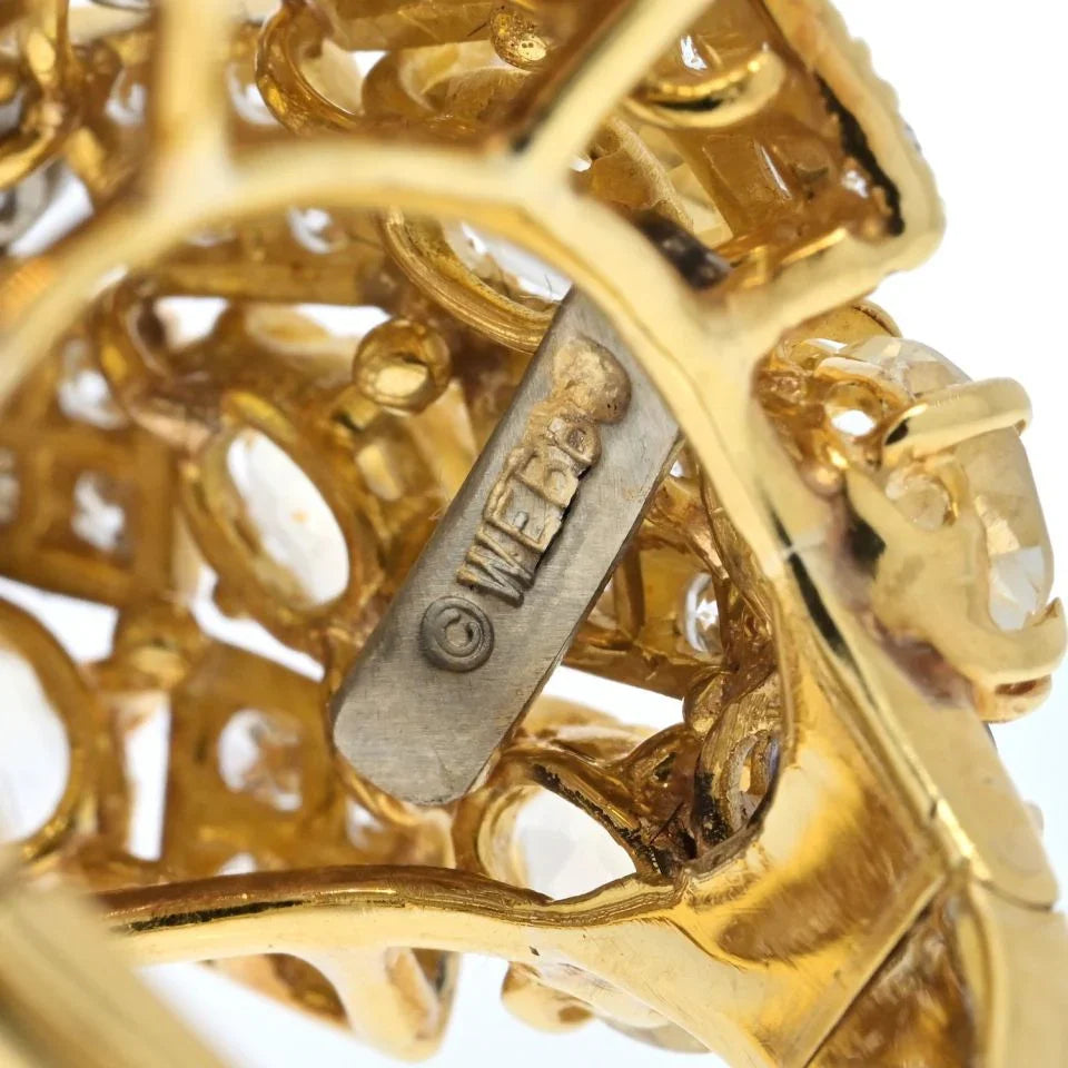 David Webb Platinum & 18K Yellow Gold Yellow Sapphire And Diamond Ring - The Back Vault