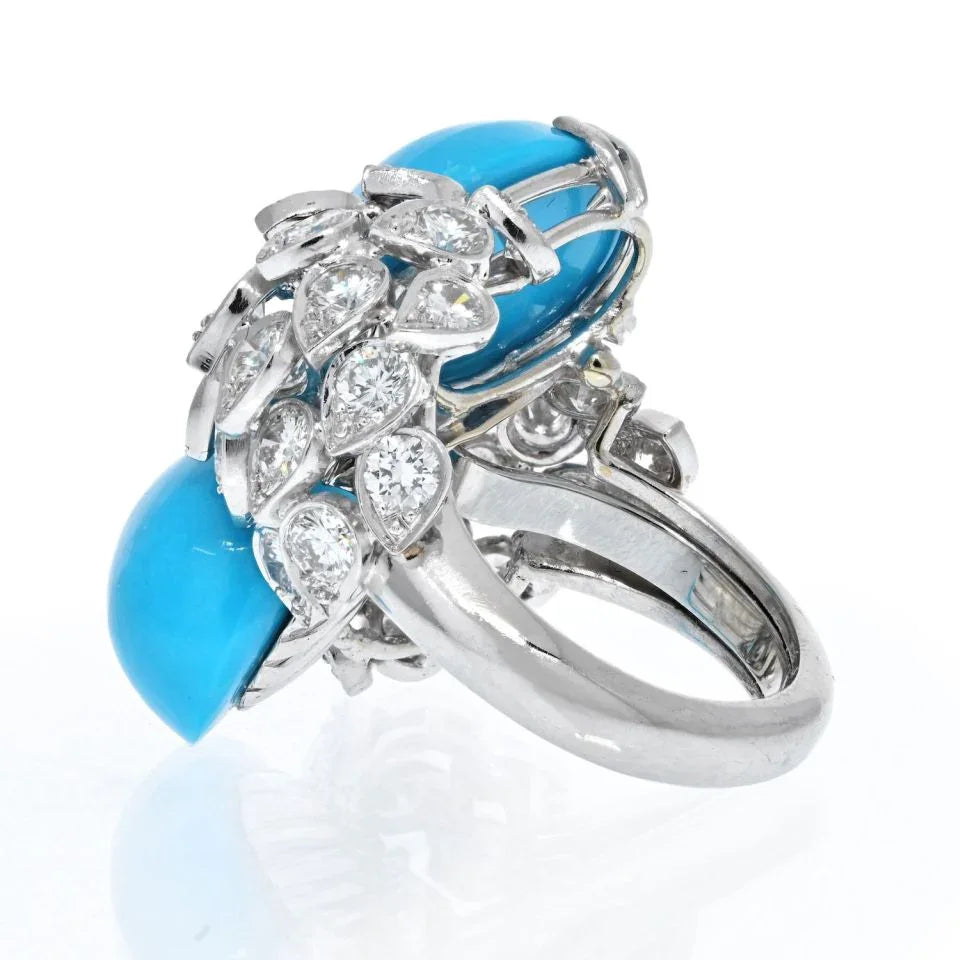 David Webb Platinum Turquoise And Diamond Ring - The Back Vault