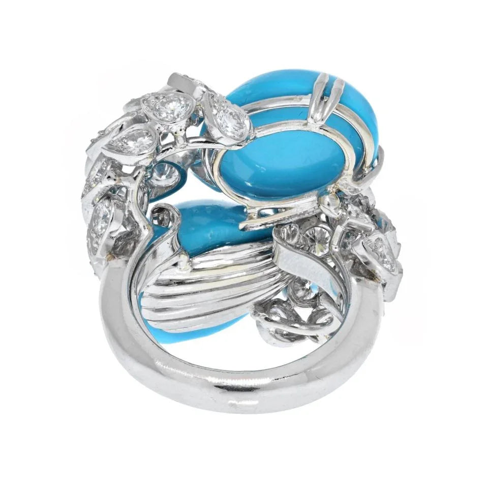 David Webb Platinum Turquoise And Diamond Ring - The Back Vault