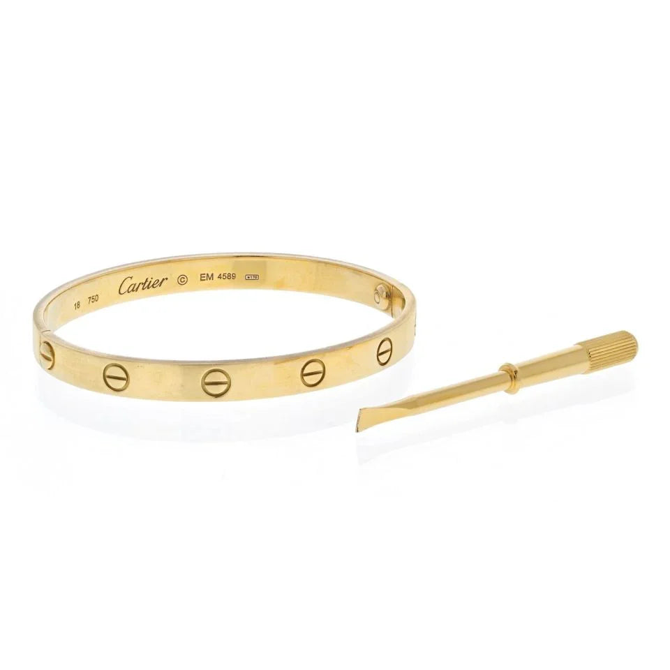 Cartier 18K Yellow Gold Love Original Model Size 18 Bracelet - The Back Vault
