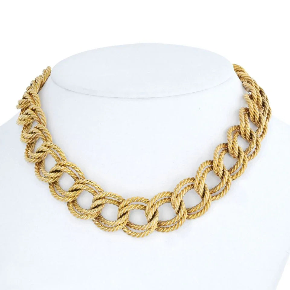 Bvlgari 18K Yellow Gold Round Gold Link Choker Necklace - The Back Vault