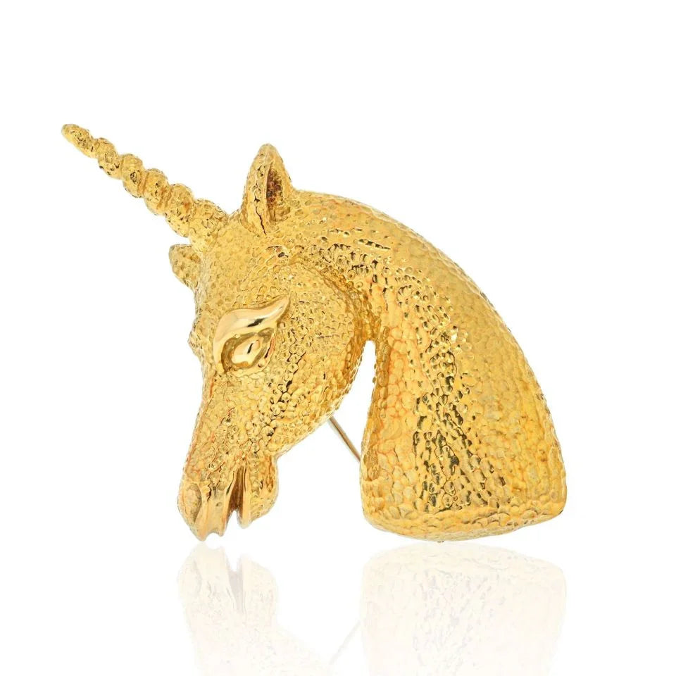 David Webb Platinum & 18K Yellow Gold Unicorn Brooch - The Back Vault