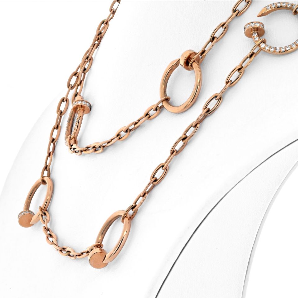 Cartier - Juste Un Clou 18K Rose Gold Diamond Chain 35 inch Necklace