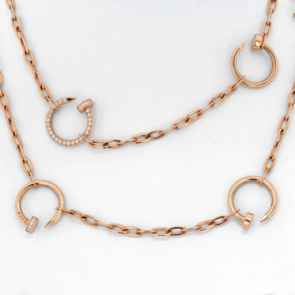 Cartier Juste Un Clou 18K Rose Gold Diamond Chain 35 Inch Necklace - The Back Vault