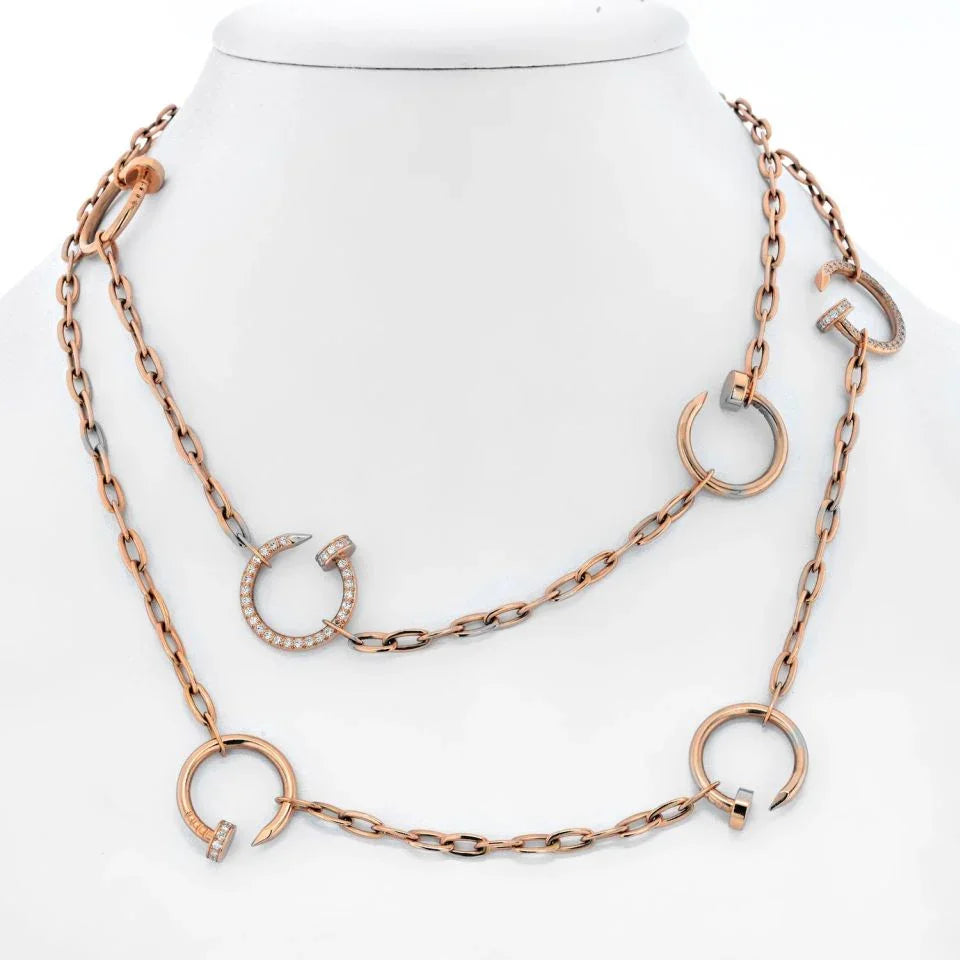 Cartier Juste Un Clou 18K Rose Gold Diamond Chain 35 Inch Necklace - The Back Vault