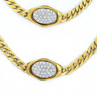 18K Yellow Gold Curb Link Diamond Stations Estate Chain Necklace - The Back Vault