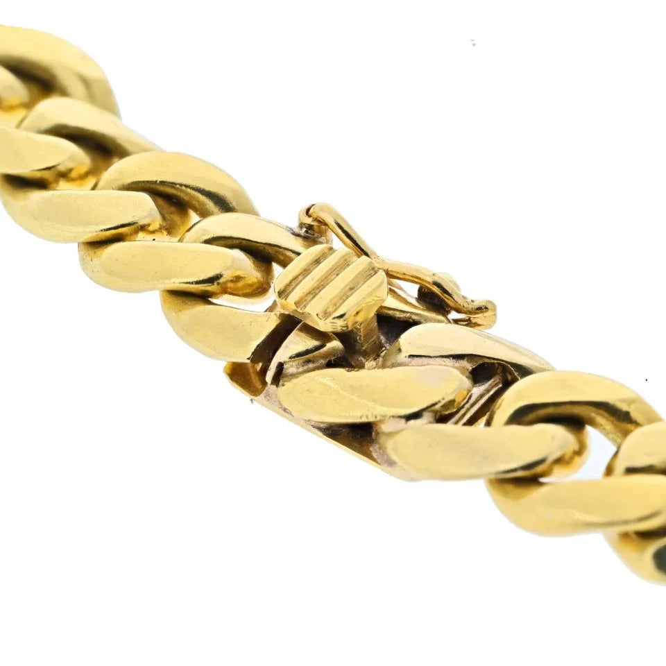 18K Yellow Gold Curb Link Diamond Stations Estate Chain Necklace - The Back Vault