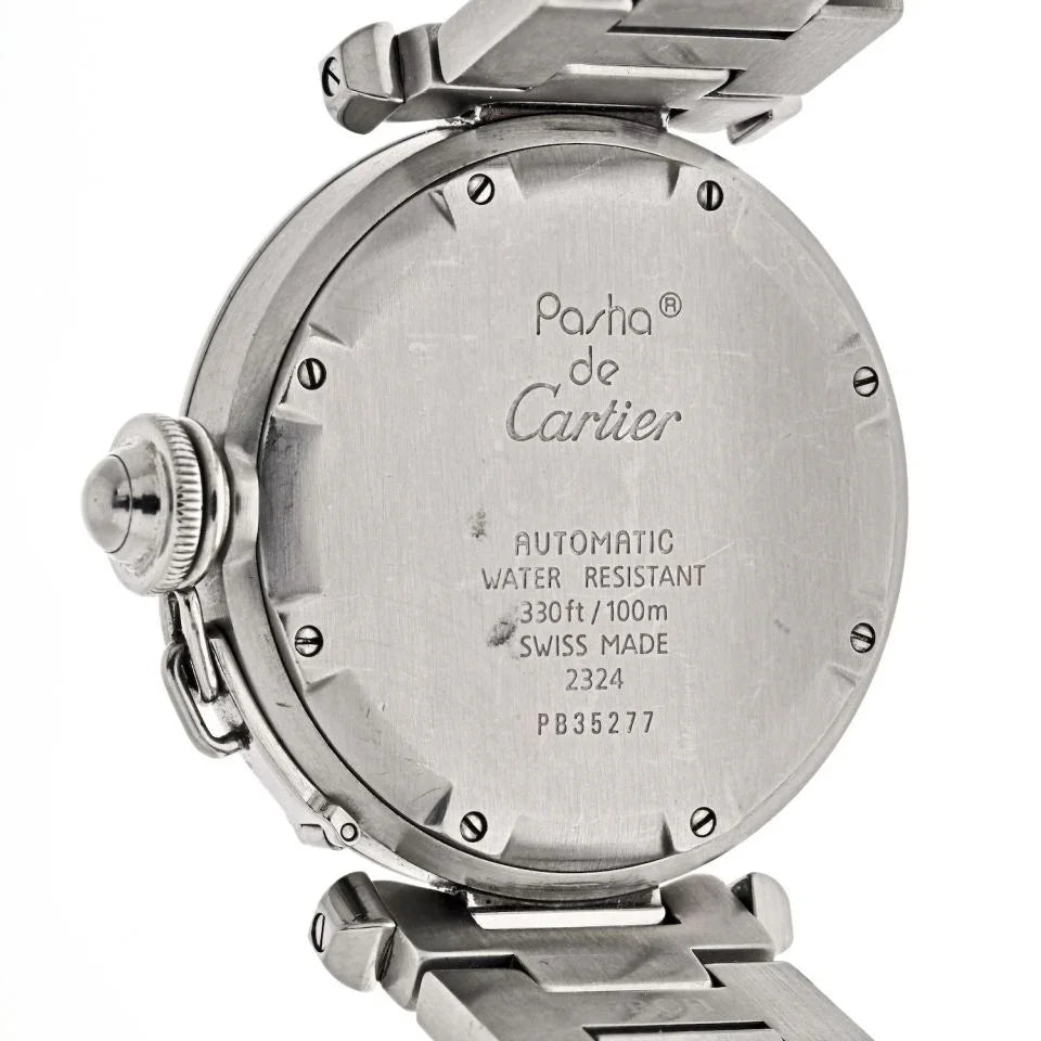 Cartier Stainless Steel Pasha 35mm White Dial Round Women Watch - The Back Vault