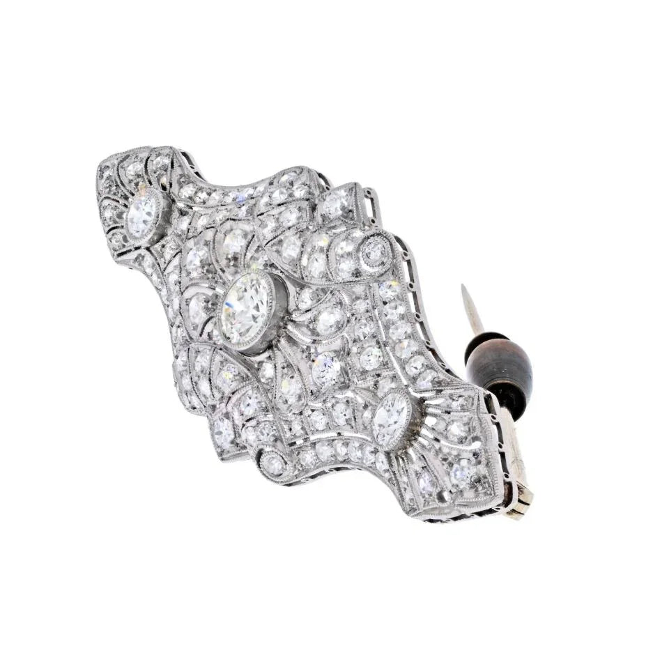 Platinum 5.50cttw Art Deco Diamond Brooch - The Back Vault