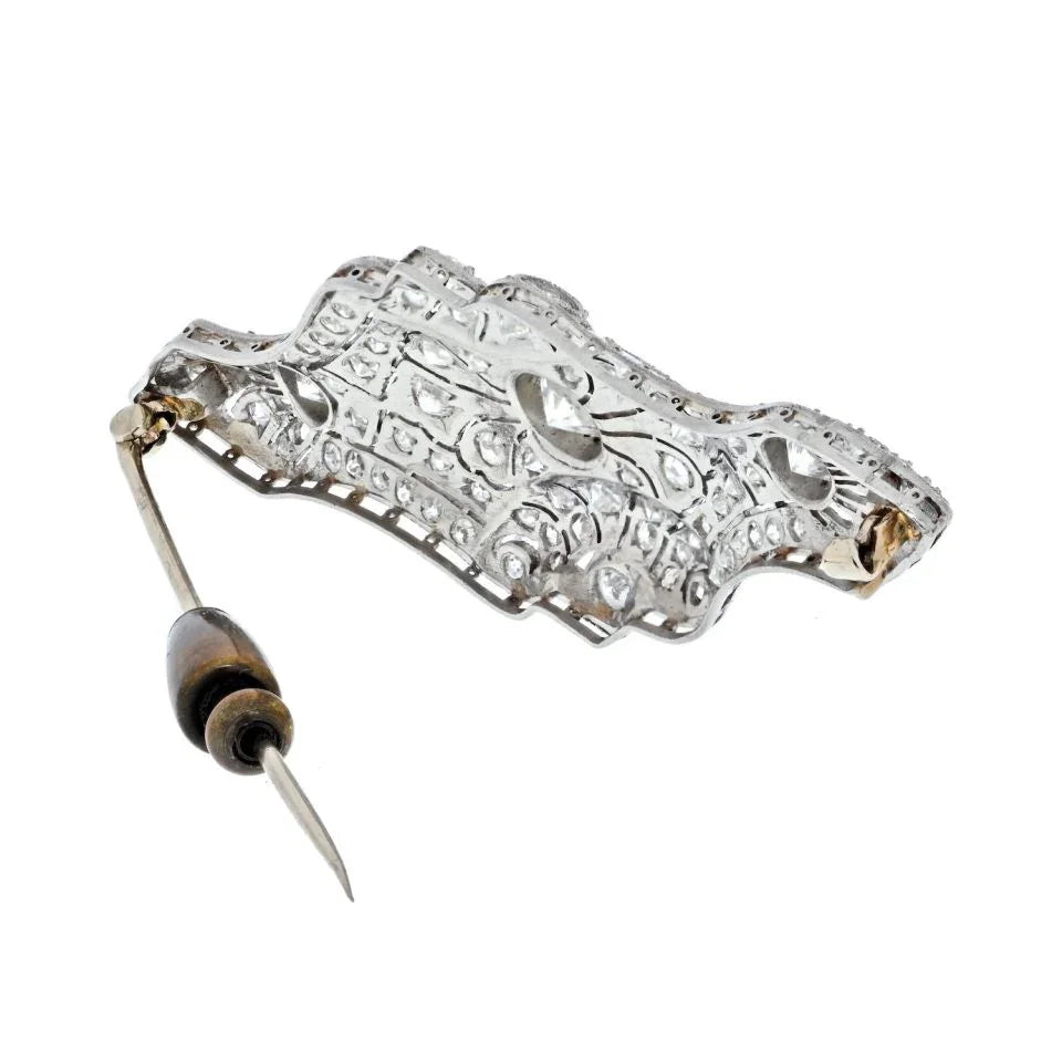 Platinum 5.50cttw Art Deco Diamond Brooch - The Back Vault