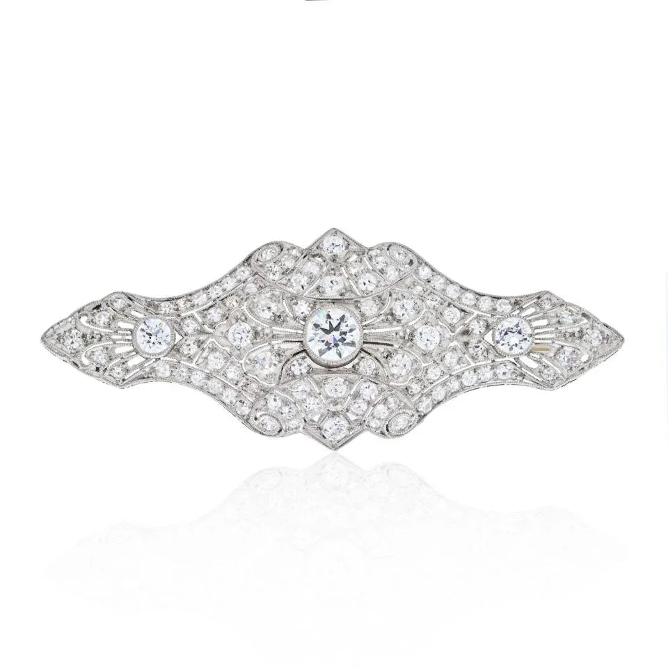 Platinum 5.50cttw Art Deco Diamond Brooch - The Back Vault