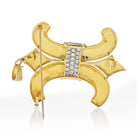 David Webb Platinum & 18K Yellow Gold C and and Reverse C Hammered Heraldic Diamond Pendant - The Back Vault
