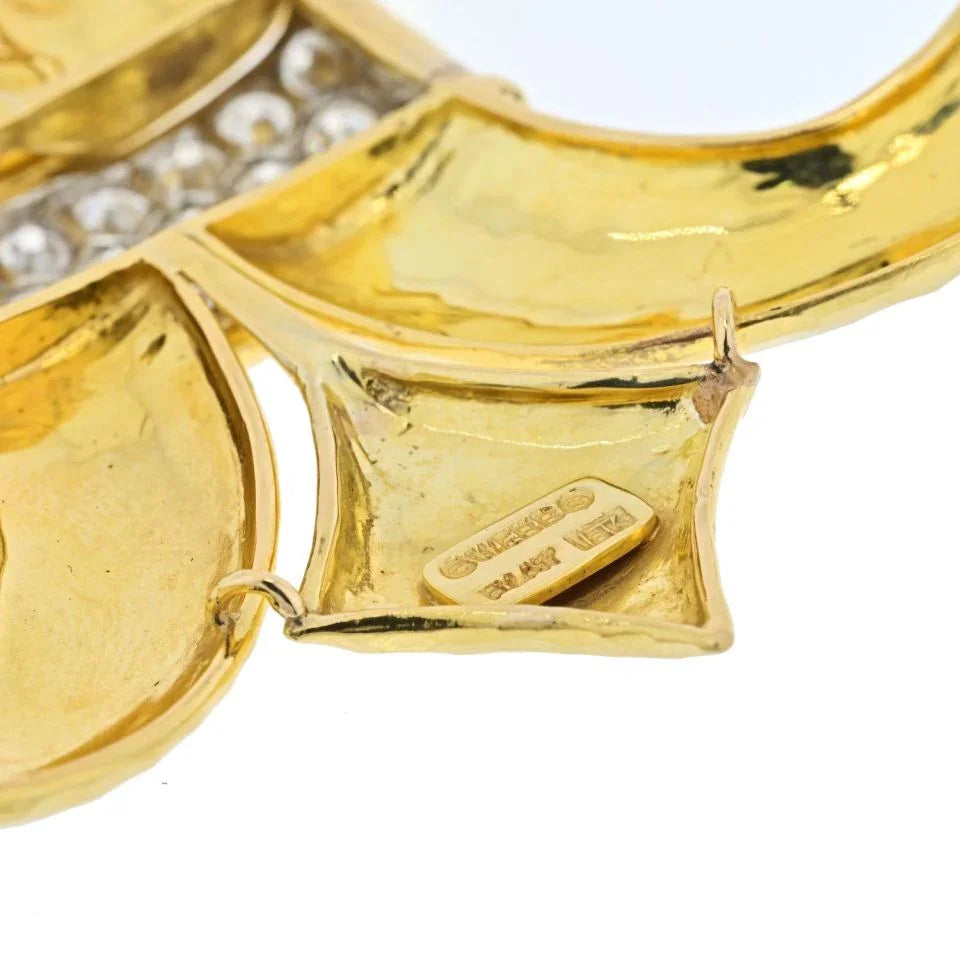 David Webb Platinum & 18K Yellow Gold C and and Reverse C Hammered Heraldic Diamond Pendant - The Back Vault