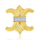 David Webb Platinum & 18K Yellow Gold C and and Reverse C Hammered Heraldic Diamond Pendant - The Back Vault