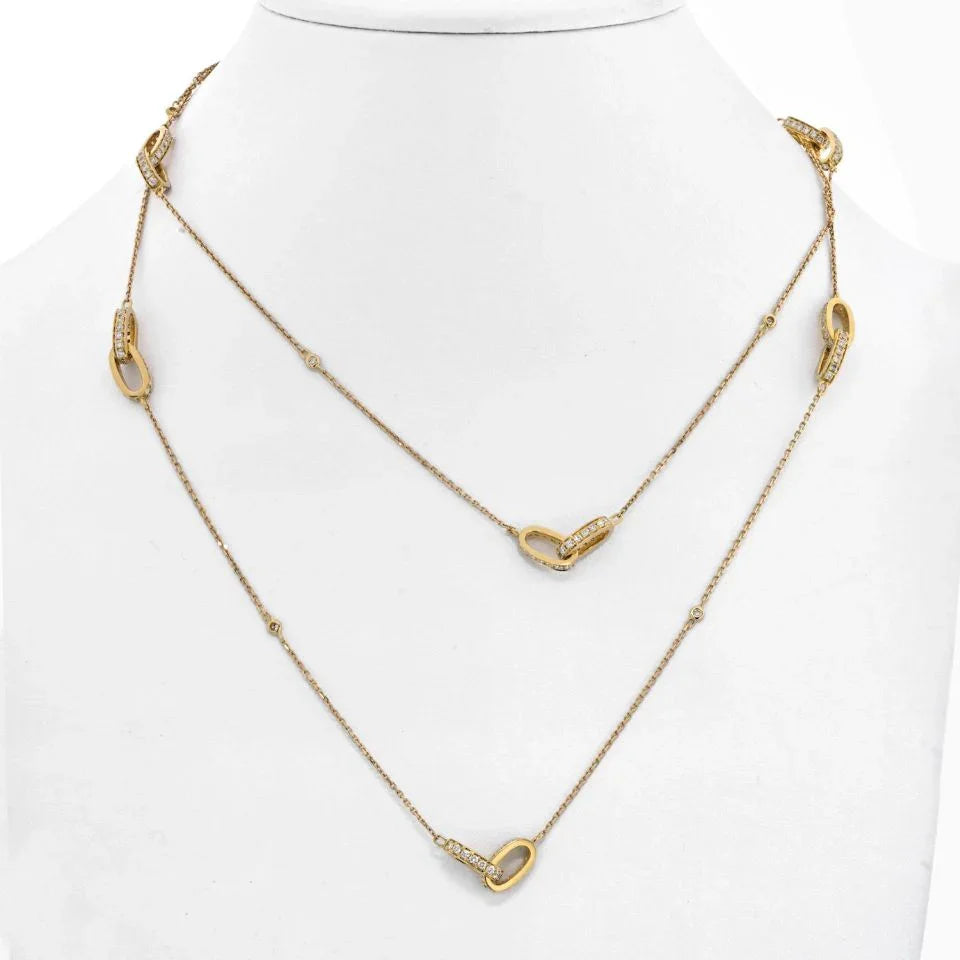 18K Yellow Gold Pave Set Diamond Link Chain 3.75cts Necklace - The Back Vault