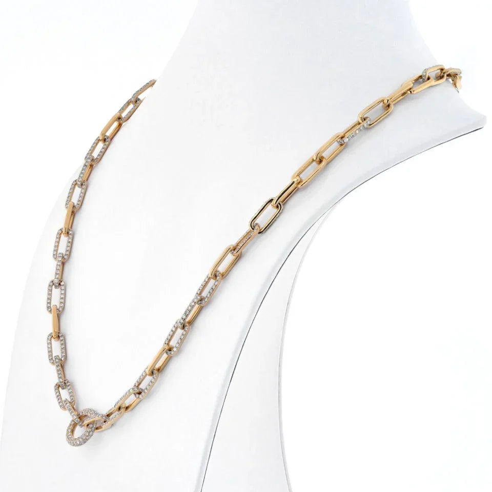 18K Yellow Gold 21 Carats Diamond Link Chain Necklace - The Back Vault