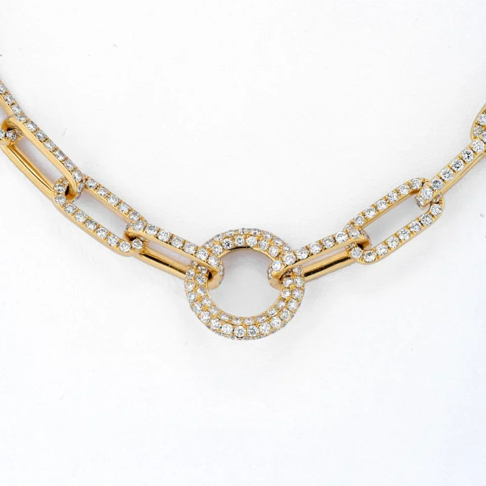 18K Yellow Gold 21 Carats Diamond Link Chain Necklace - The Back Vault