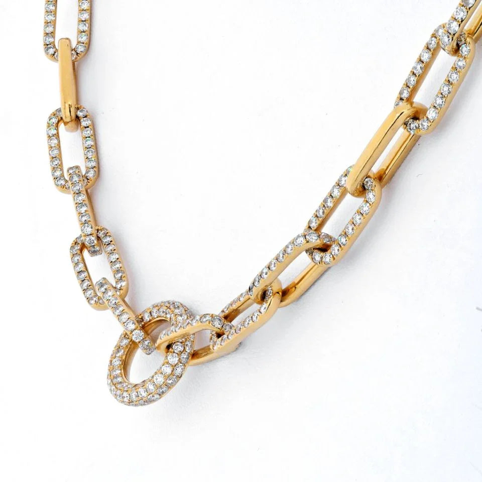 18K Yellow Gold 21 Carats Diamond Link Chain Necklace - The Back Vault