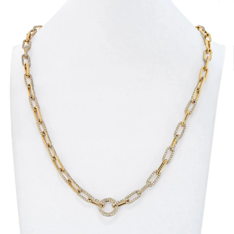 18K Yellow Gold 21 Carats Diamond Link Chain Necklace - The Back Vault