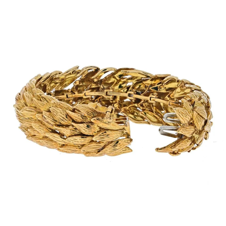 David Webb 18K Yellow Gold 1960's Woven Wide Vintage Bracelet - The Back Vault