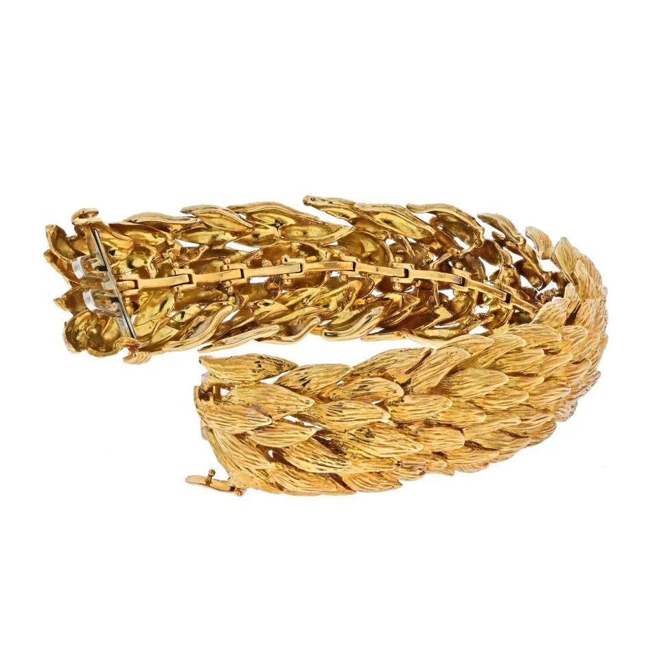 David Webb 18K Yellow Gold 1960's Woven Wide Vintage Bracelet - The Back Vault
