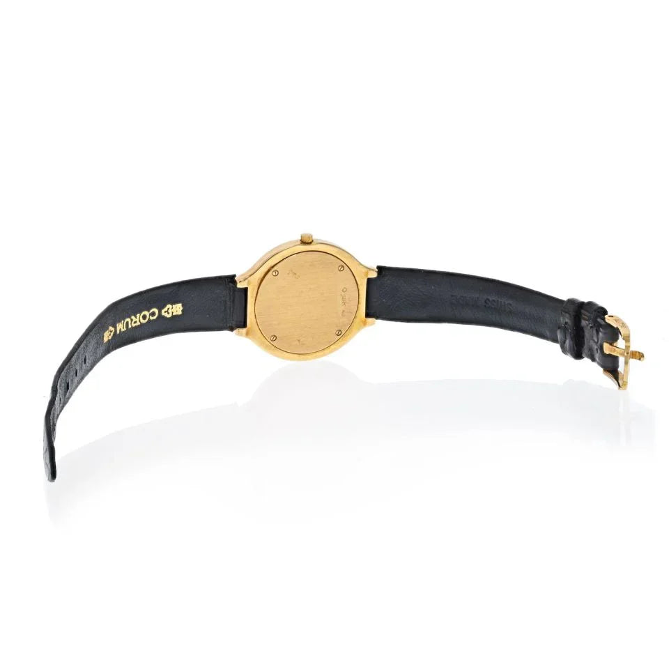 Corum 18K Yellow Gold Vintage Flower Enamel Diamond Women Watch - The Back Vault