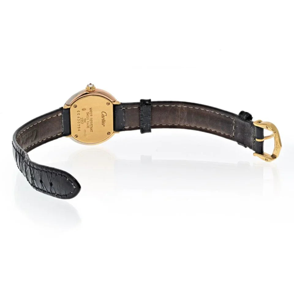 Cartier 18K Trinity All Diamond 26mm Round Dial Leather Strap Women Watch - The Back Vault