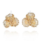 18K Yellow Gold 5.50cts Flower Diamond Spray Earrings - The Back Vault