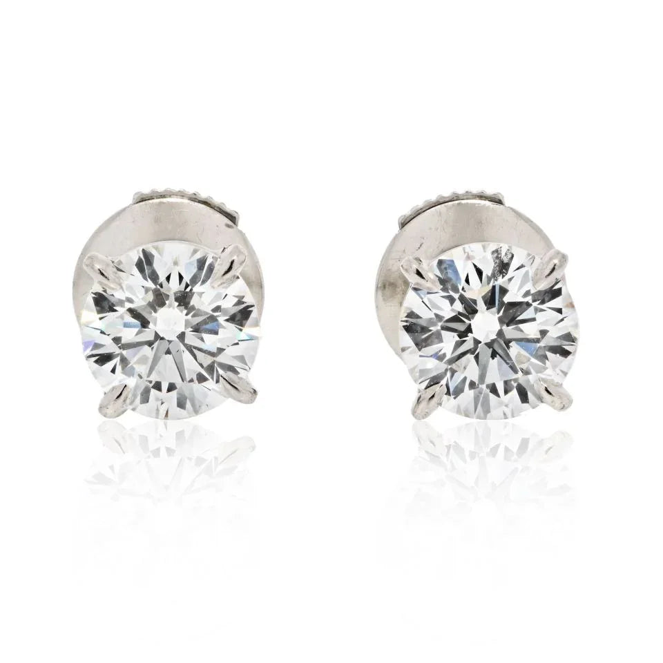 Cartier Platinum 1.94cts Round Diamond Earrings - The Back Vault