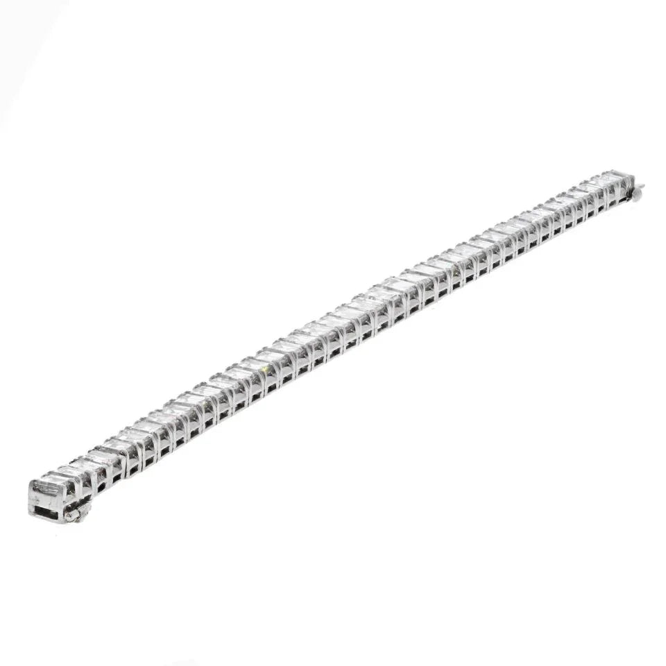 Platinum 21 Carat Square Emerald Cut Tennis Bracelet - The Back Vault